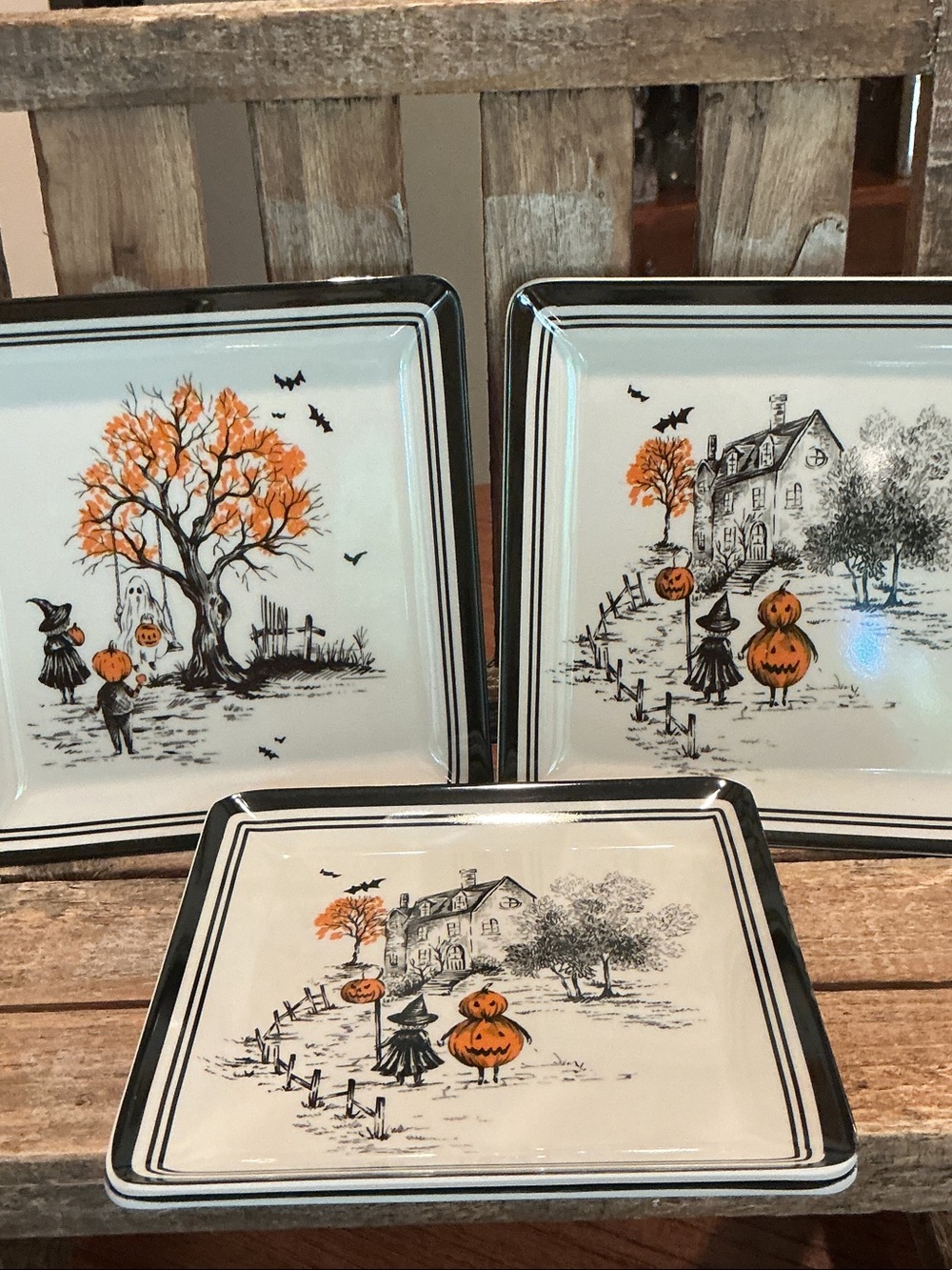Nicole Miller Halloween Melamine Appetizer Plates - Set of 4